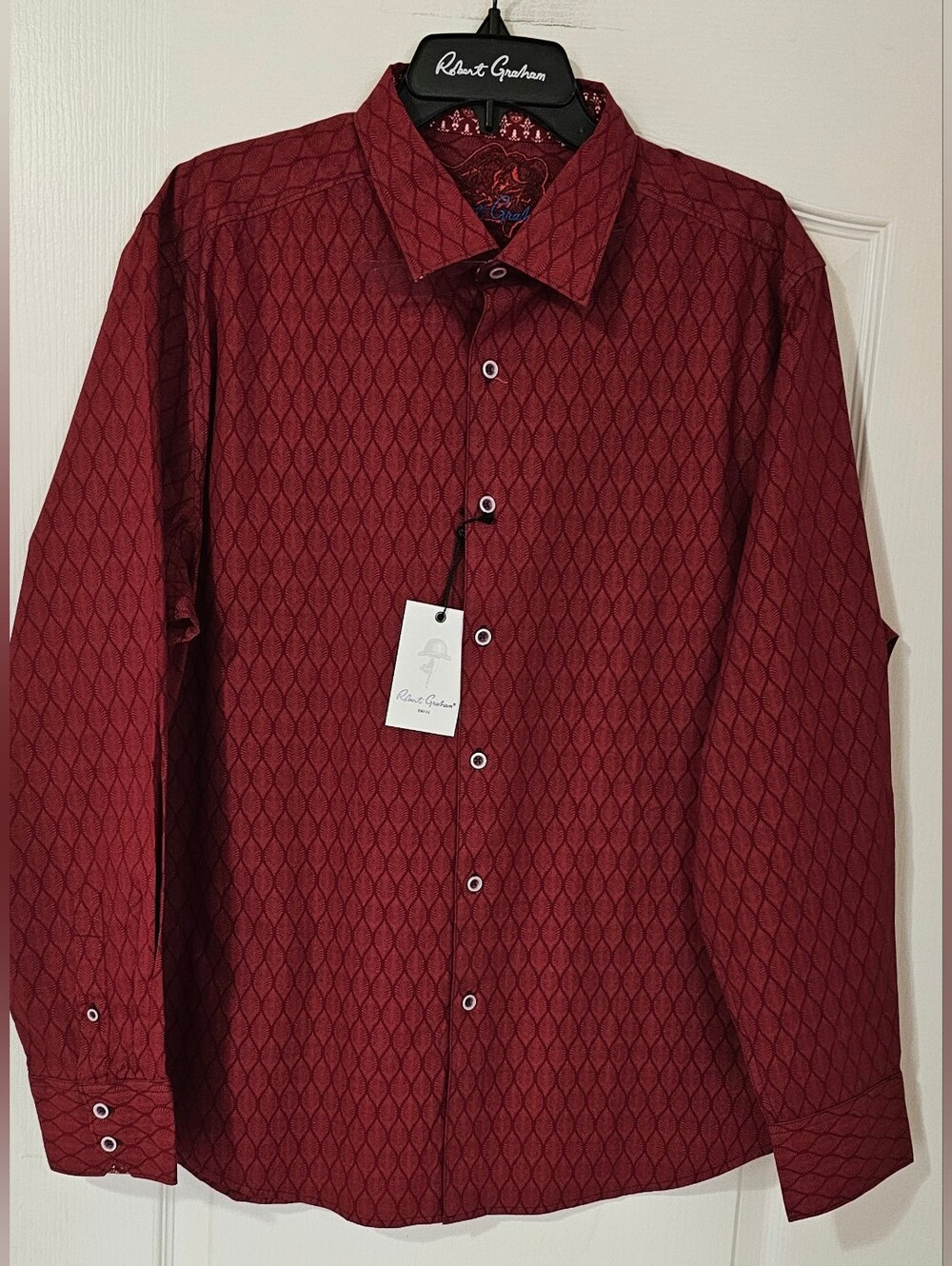 Robert Graham Men's Ruby Red Geometric Diamond Dress Shirt